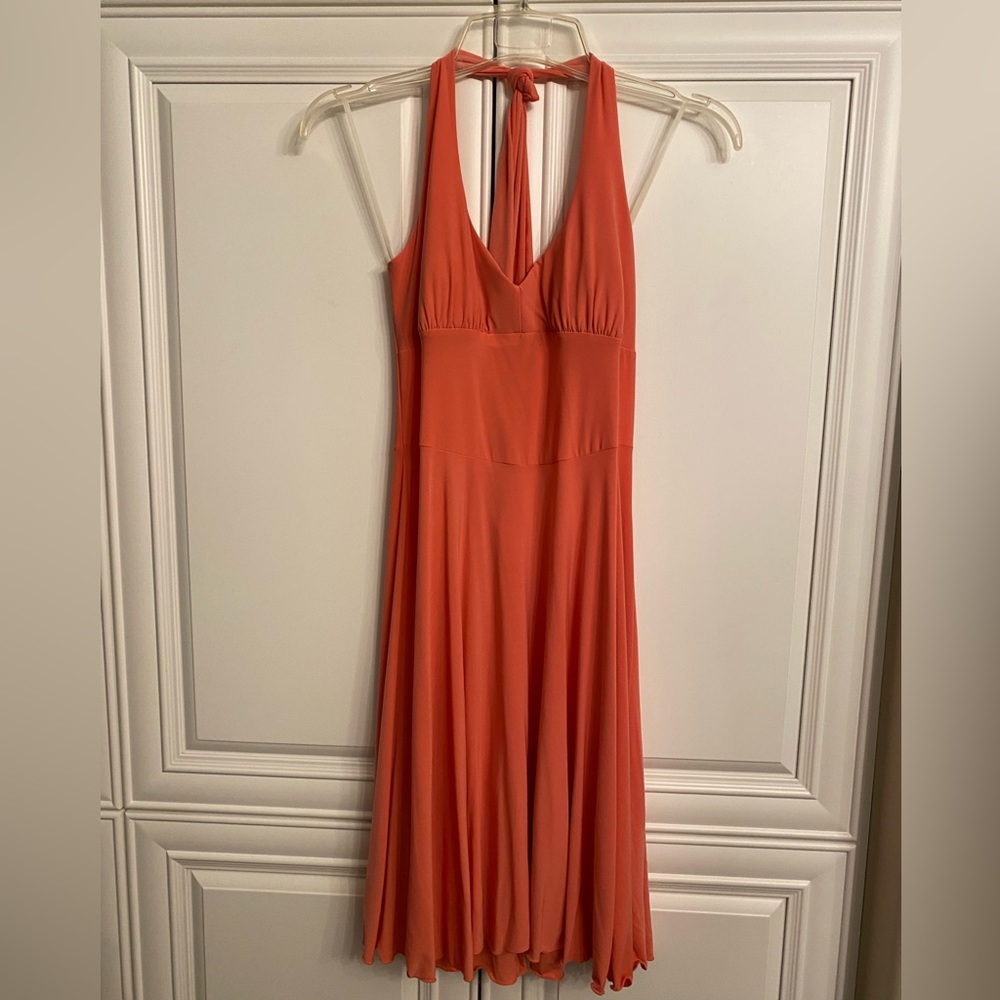 VENUS Size Medium Orange Midi Length Halter Sundress w/Lightly Padded Bra Cups